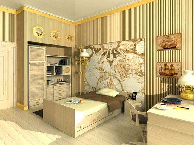 Golden Bedroom, World Map Dreams
