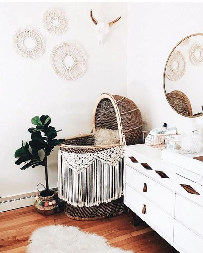 Rattan Bassinet Boho Nursery