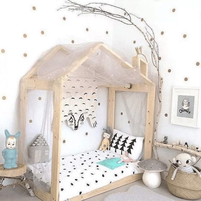House-Shaped Bed With Black Spots