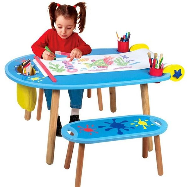 Blue Paint-Splatter Activity Table