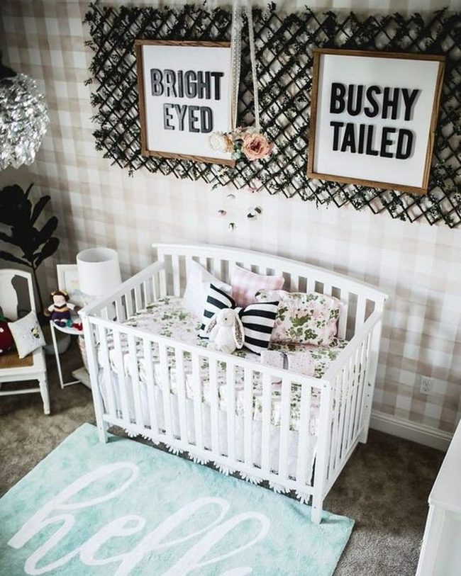 White Crib Floral Nursery