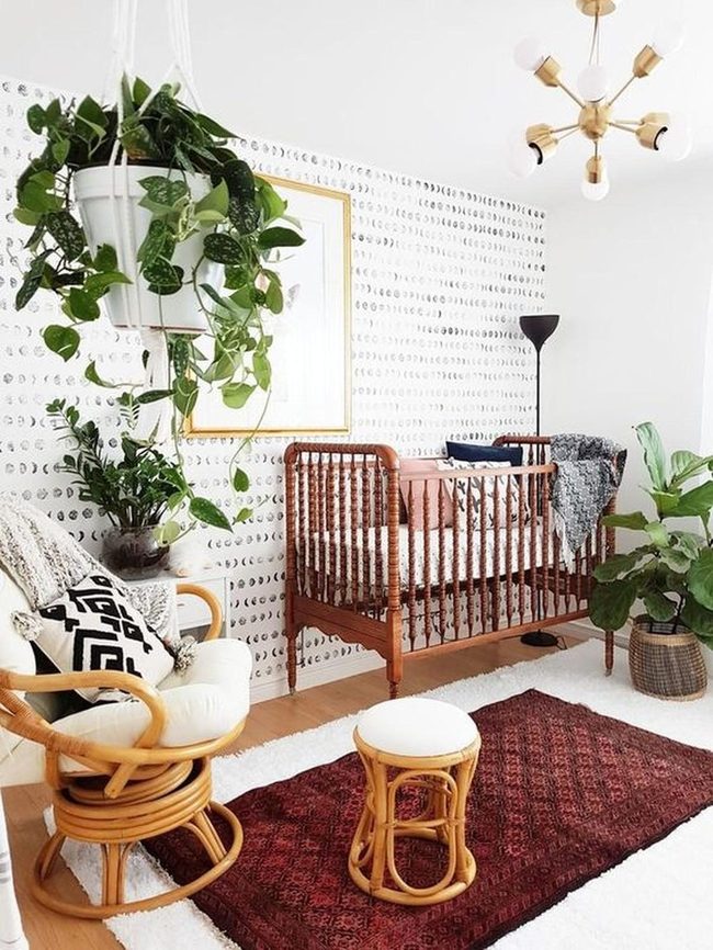Natural Wood Nursery With Red Accents