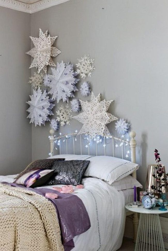 Lavender Bedding With Paper Snowflakes