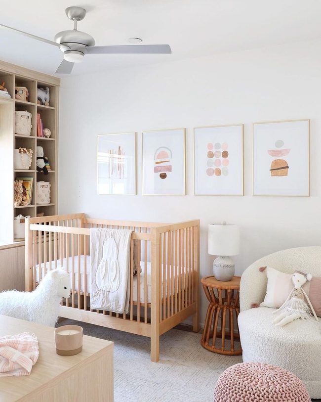 Tall White Shelves Organized Nursery