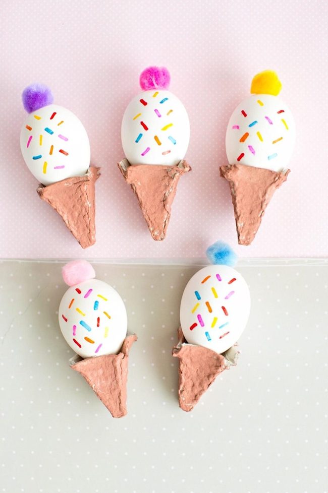 Pompom-Topped Painted Eggs