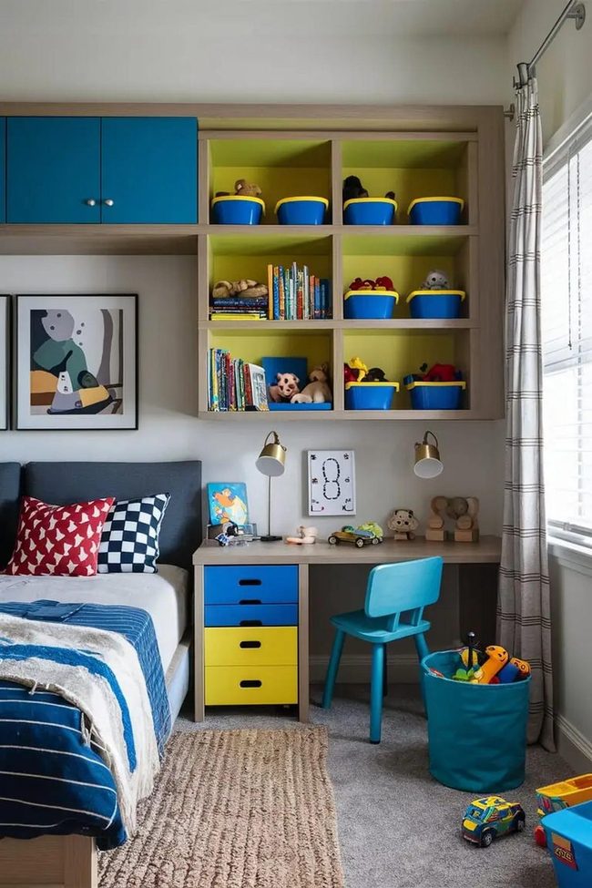 Colorful Bins Organized Cubbies
