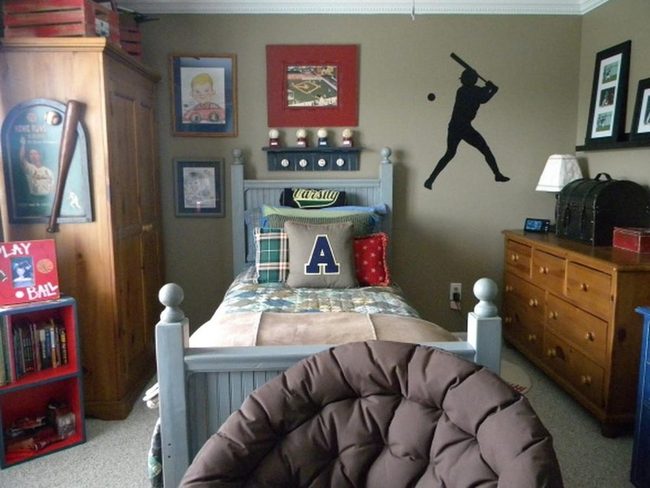 Baseball Silhouette Blue Bedroom