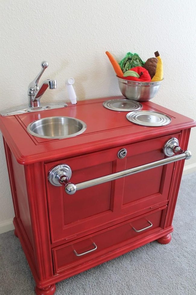 White Upcycled Play Kitchen