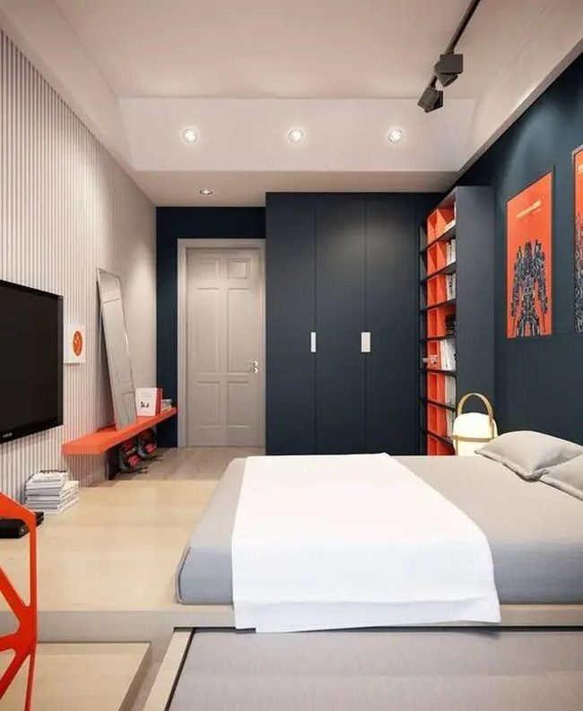 Orange Accents Against Deep Blue