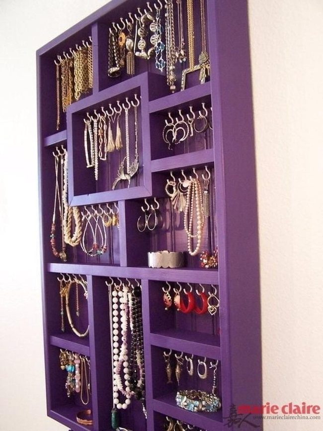 Deep Purple Geometric Jewelry Shelf