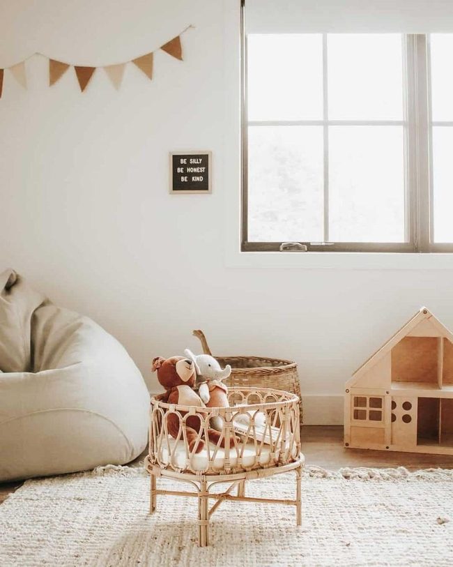 Sunlit Playroom with Natural Wood