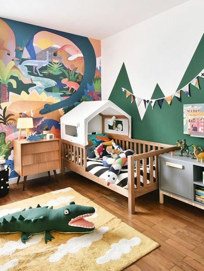 Dinosaur Mural Nursery Yellow