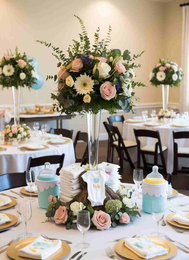 Floral Baby Item Centerpieces