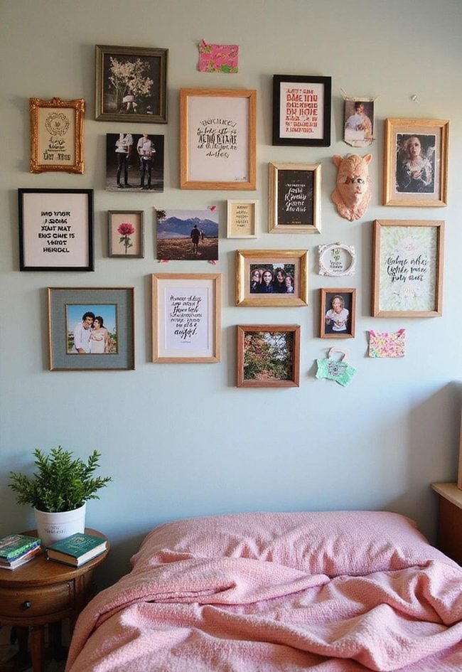 Photo Collage Wall With Mixed Frames