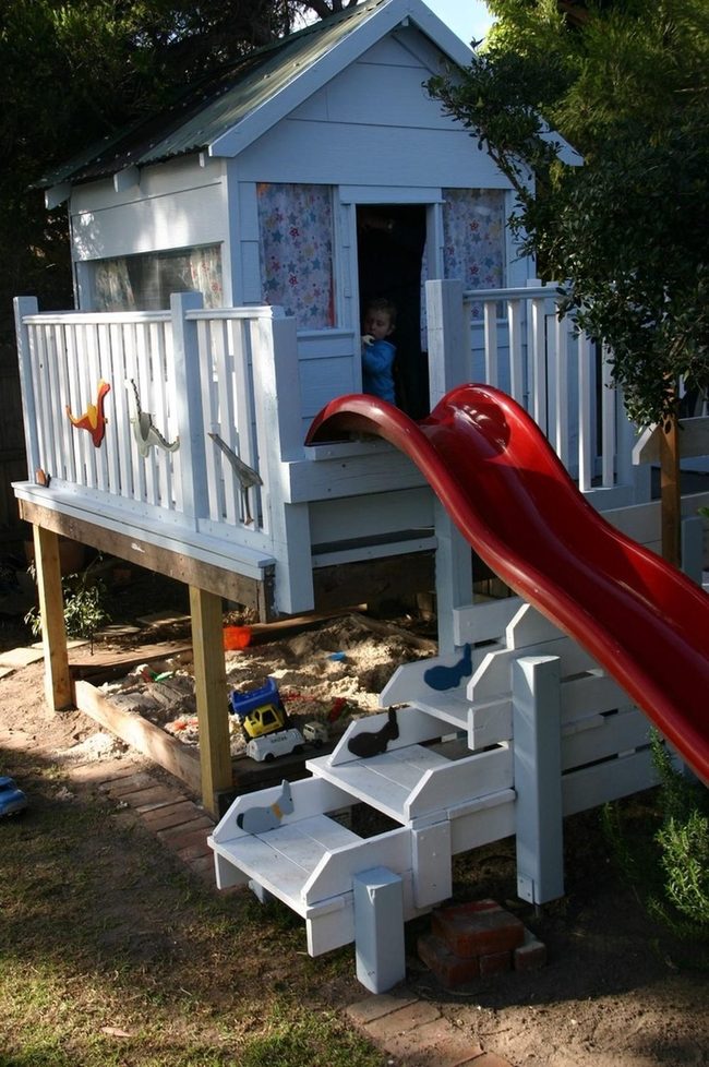 Red Slide Stilt Playhouse