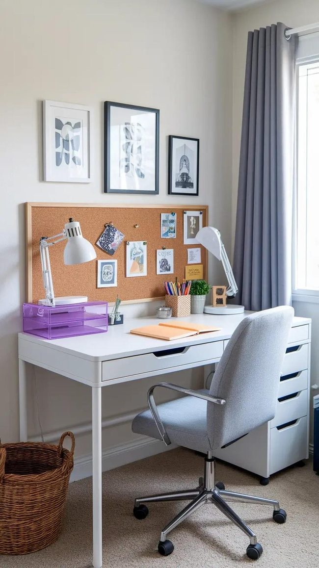 Student Desk Setup In Soft White