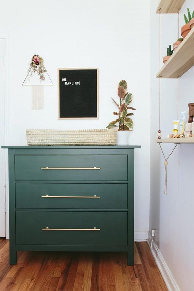 Green Dresser Statement Bedroom