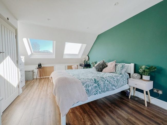 Green Accent Loft Bedroom
