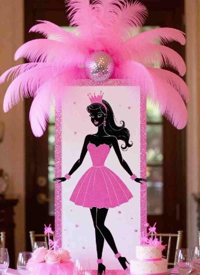 Pink Feather Sparkle Sign