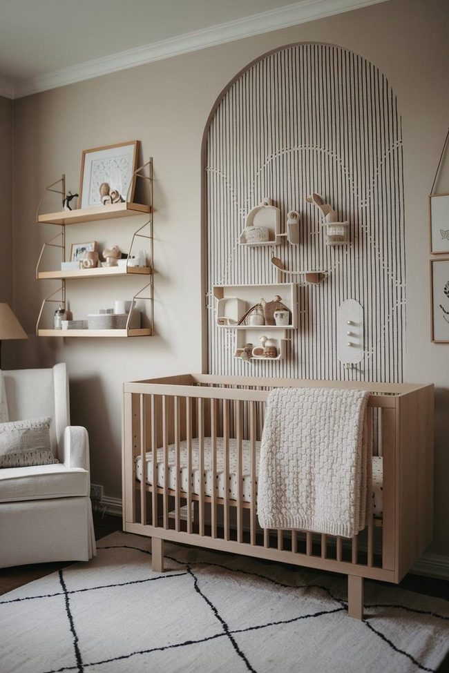 Wooden Crib Beige Simplicity