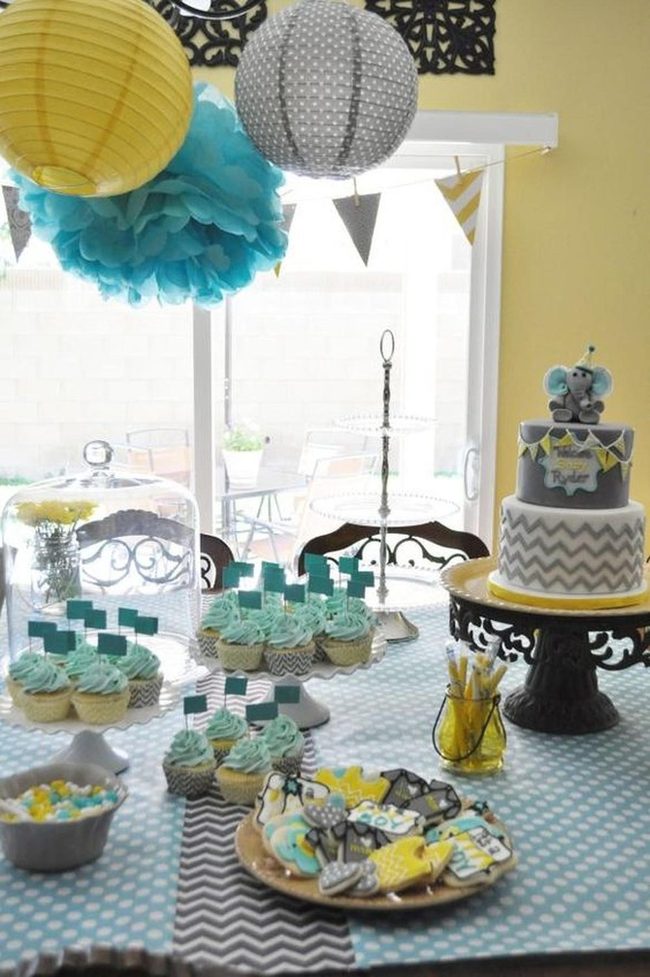Yellow And Blue Paper Lanterns Party