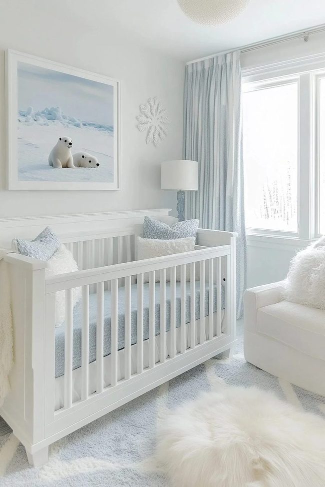 Light Blue Nursery With Polar Bears