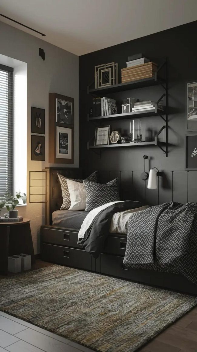 Charcoal And Metal Dorm Aesthetic