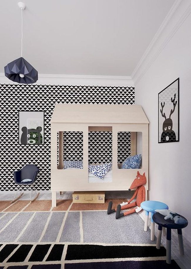Black Triangle Accent Wall Kids' Room