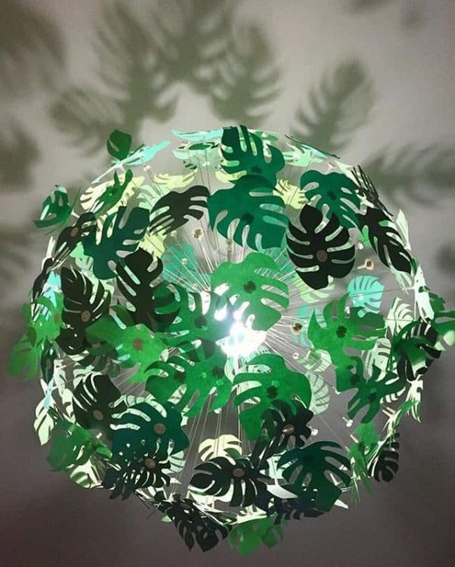 Tropical Leaf Lamp Shade Transformation