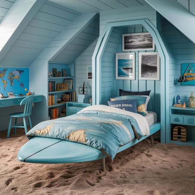 Surfboard Bed Ocean Escape