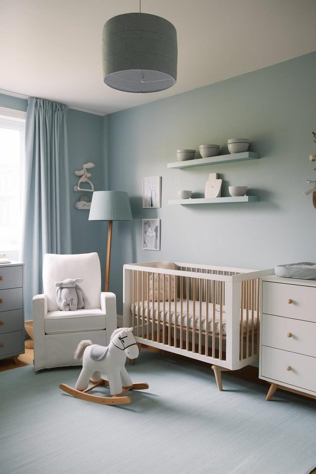 Pastel Blue Serene Nursery Sanctuary