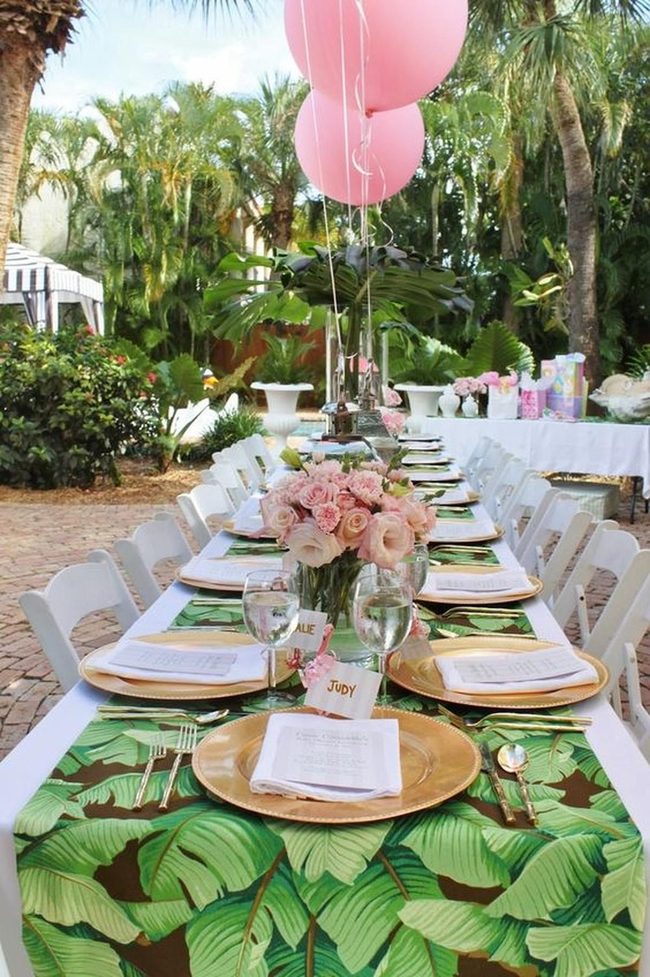 Pink Balloons And Gold Chargers