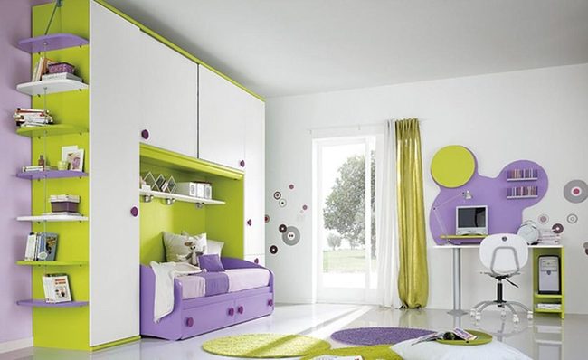 Green Purple Circle Kids Room