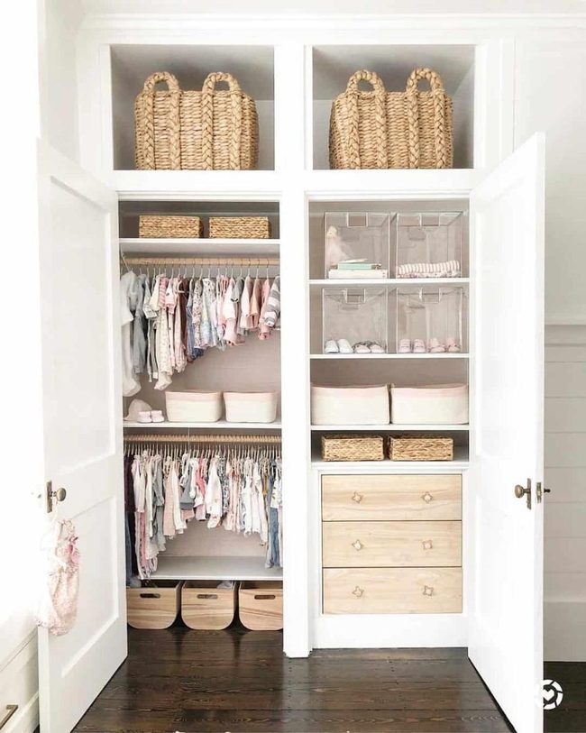 Woven Baskets, White Doors, Dark Floors