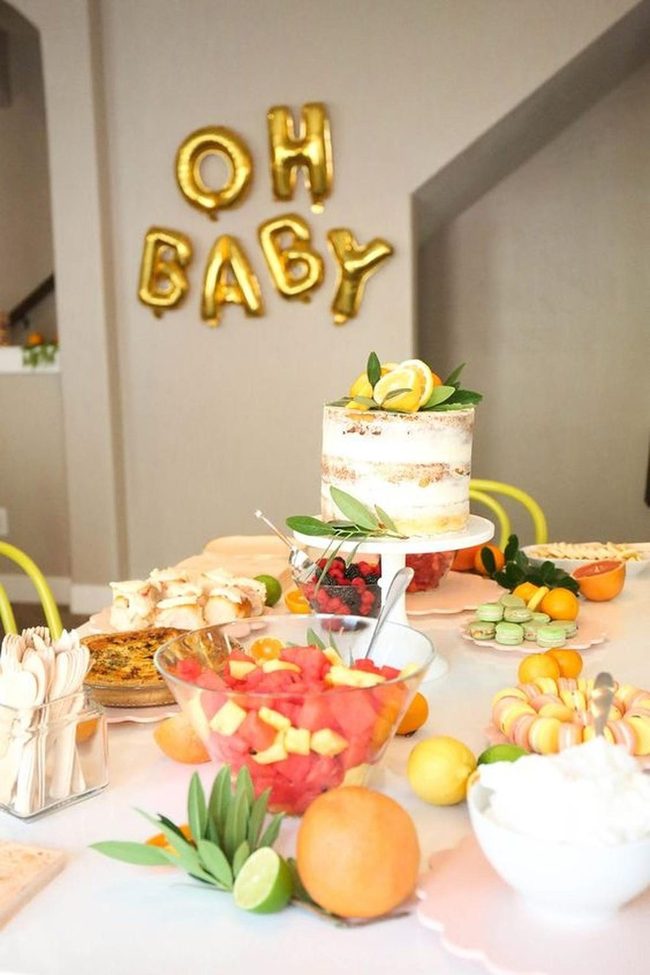 Golden Balloons And Lemon Cake Celebration