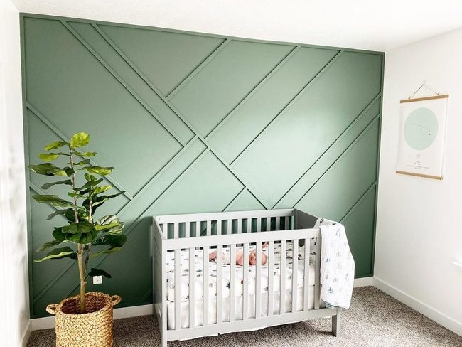 Geometric Green Nursery Wall