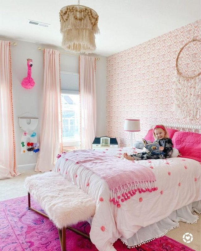 Pink Bedroom With Flamingo Flair