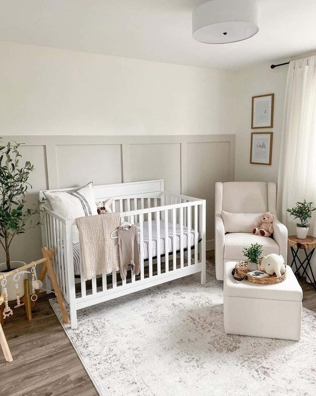 Gray Wainscoting Nursery Simplicity