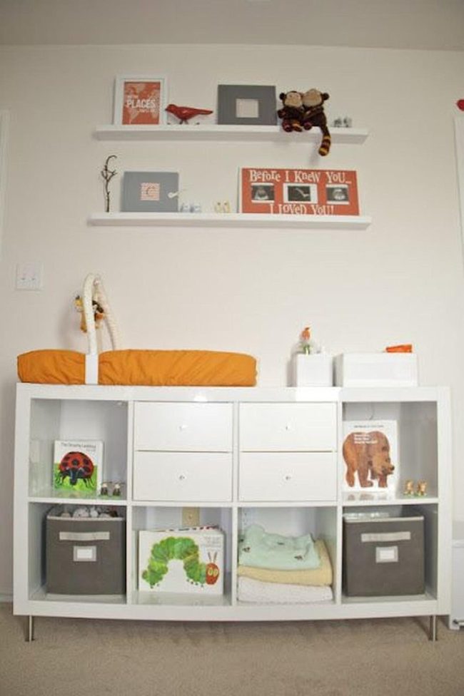 Bright White Shelves, Orange Pops
