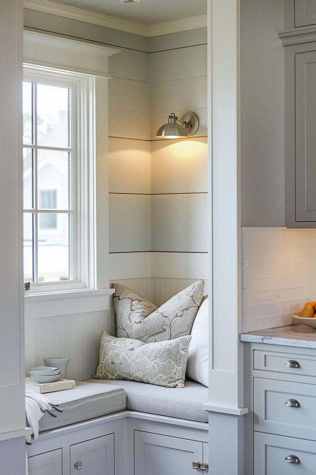 Corner Organization Nook With Cushioned Seating