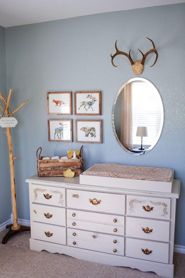Blue Nursery With Natural Wood