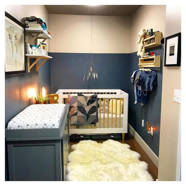 Blue Nursery With Natural Wood Warmth