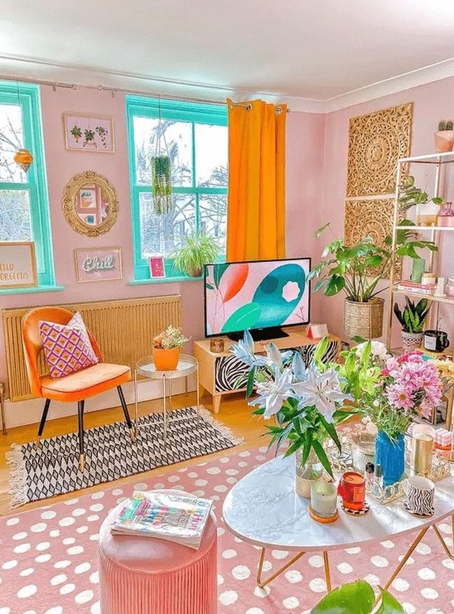 Yellow Curtains Pink Walls Energy