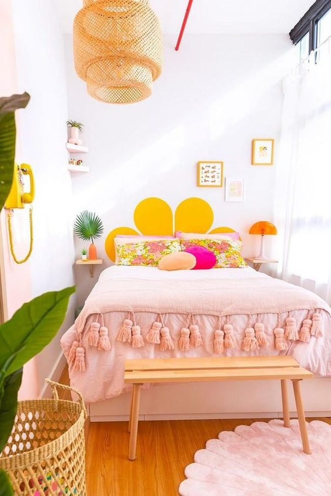 Yellow Flower Headboard Statement