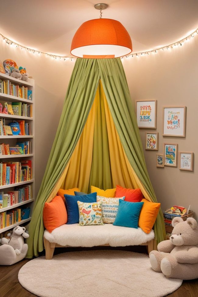 Floor Cushions and Fabric Canopy
