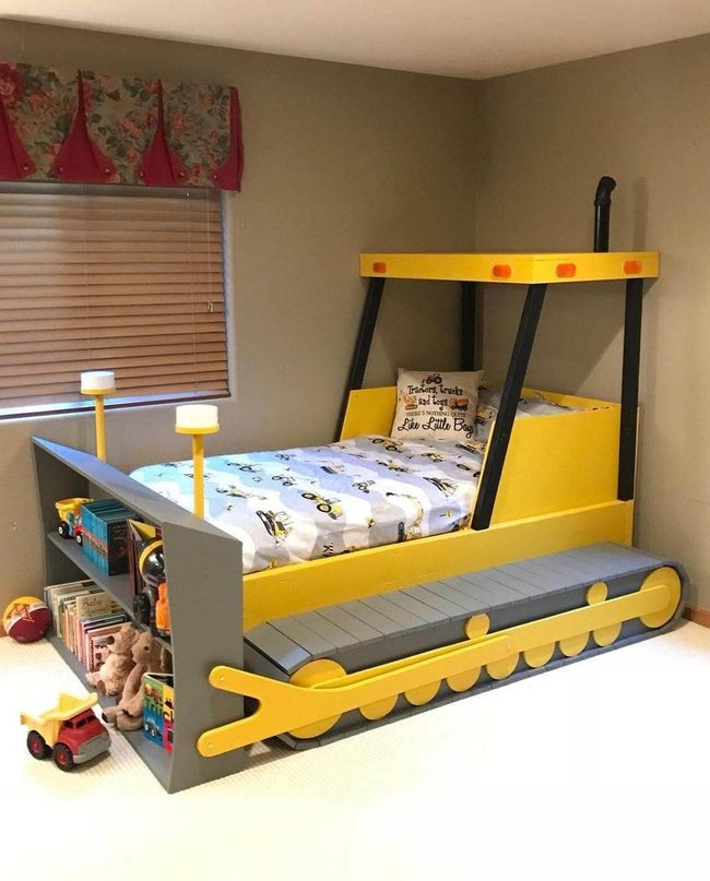 Yellow Bulldozer Bed Frame