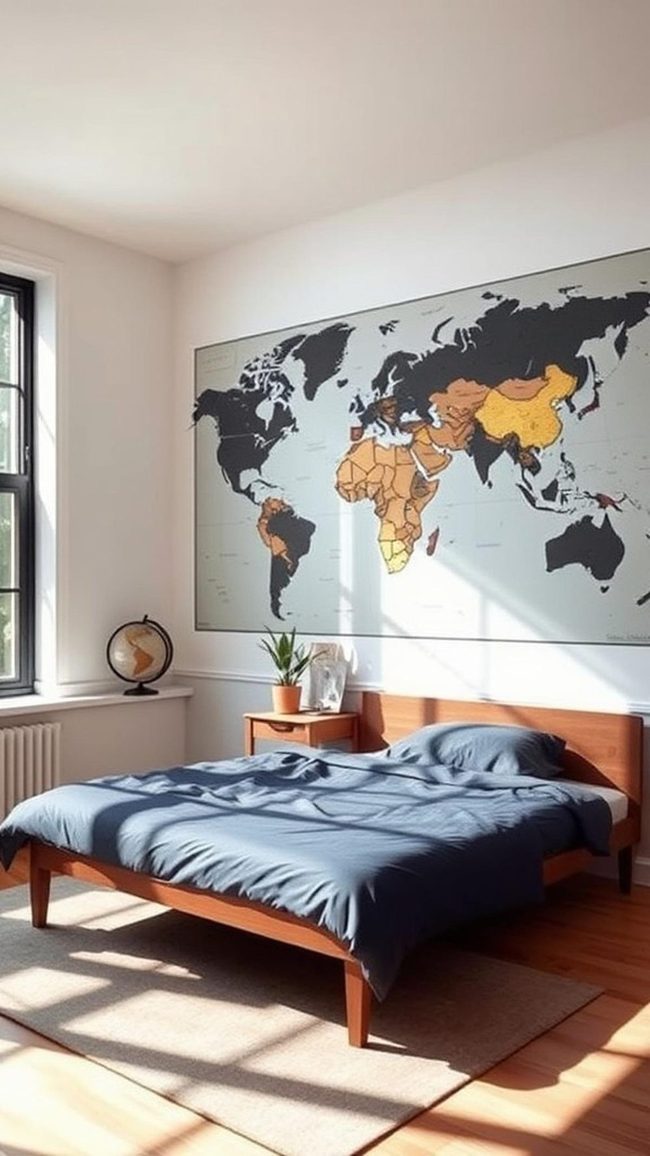 World Map Bedroom Focal Point