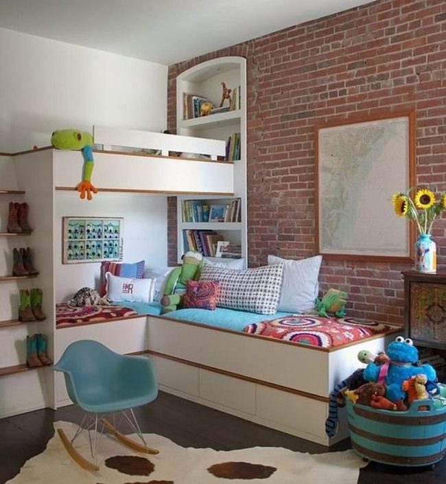 Brick Walls, Colorful Cushions