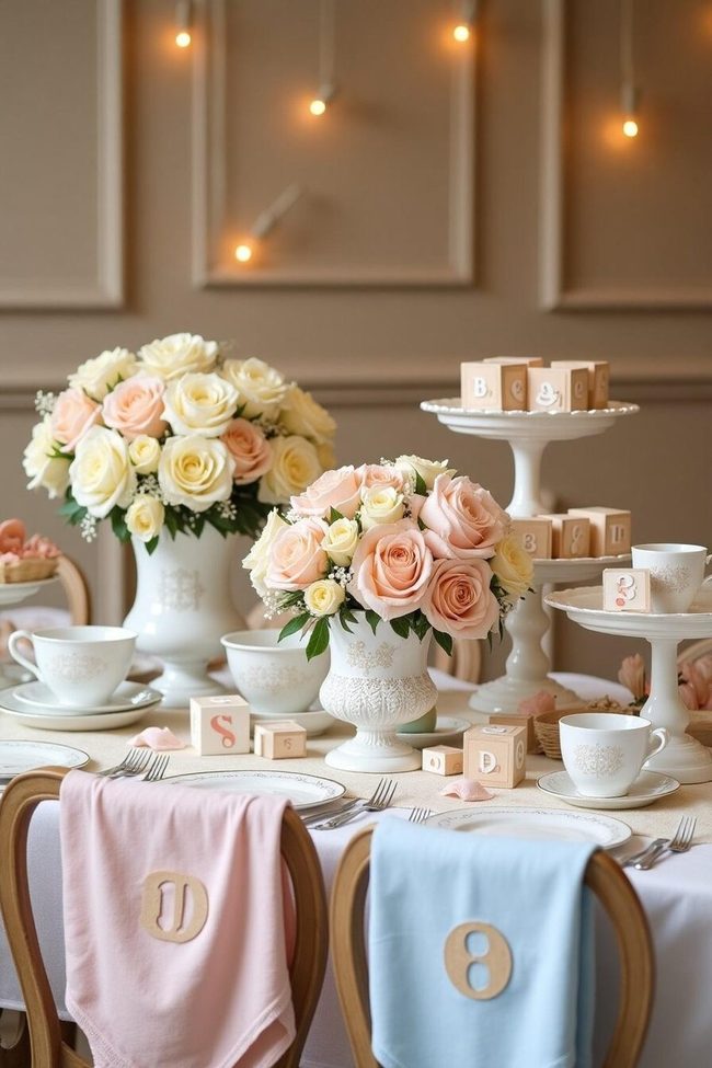 Monogrammed Floral Letters Baby Shower