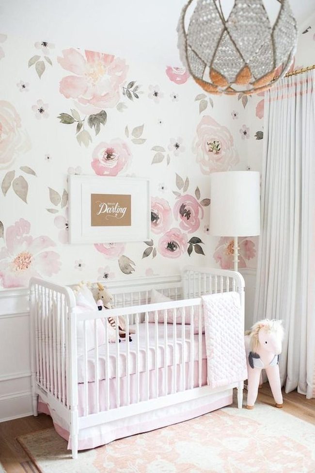 Pink Floral Nursery Room